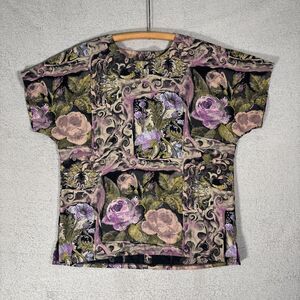 Vintage George Georgiou Top Size 10 Raw Silk Artsy Earth Tones Forest Fairy‎